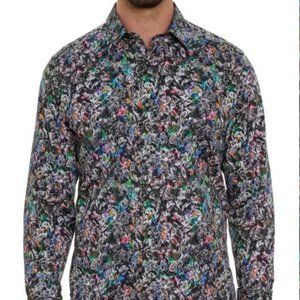 Men's Button Up Dress Shirt by Designer Robert Graham, Size Large, Floral